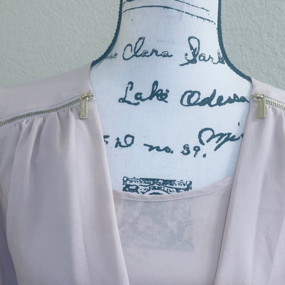 Calvin Klein Light Pink Draped Blouse with Gold Details - Picture 2 of 7